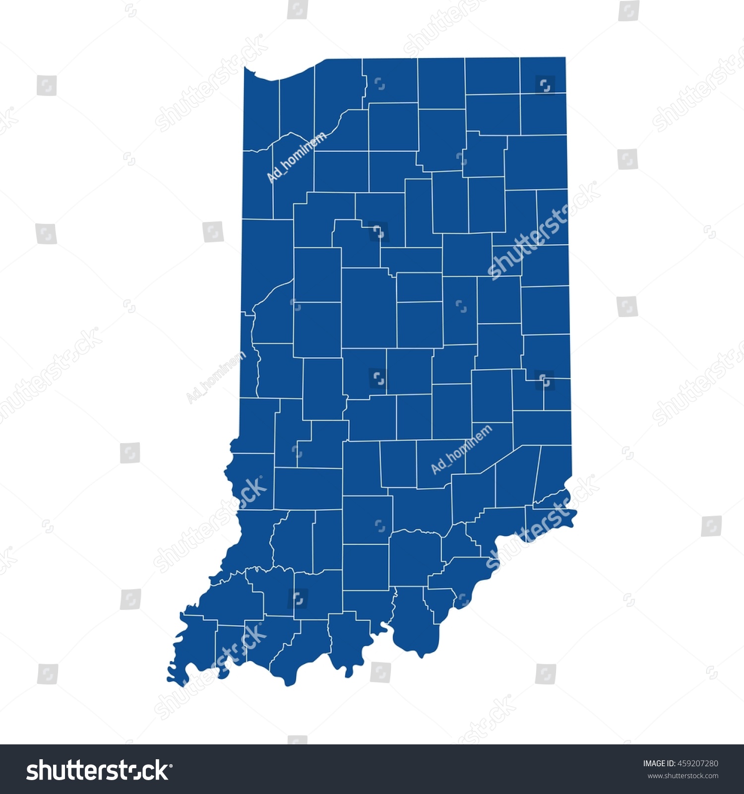 Map of Indiana - Royalty Free Stock Vector 459207280 - Avopix.com