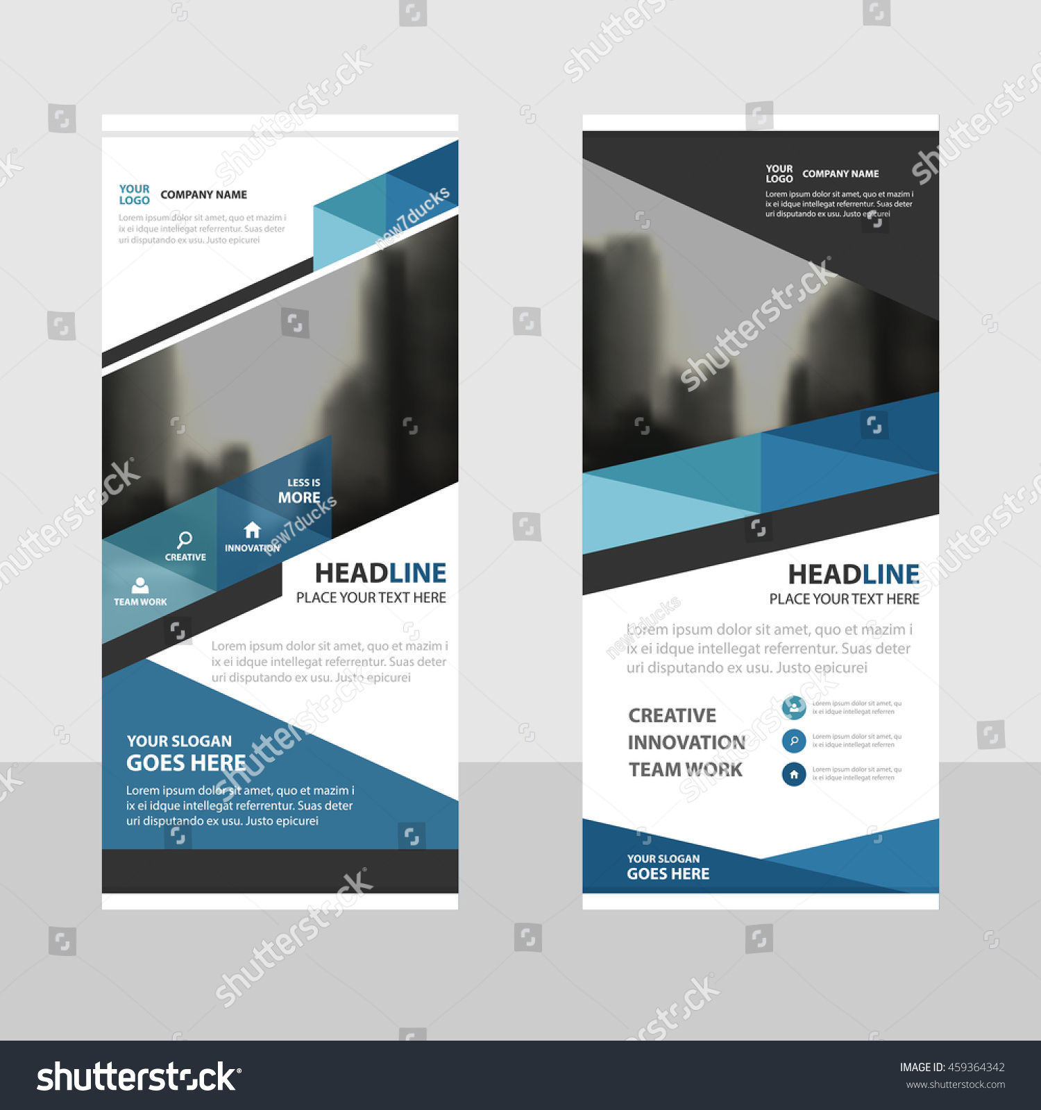 Blue triangle Business Roll Up Banner flat design template ,Abstract Geometric banner template Vector illustration set, #459364342