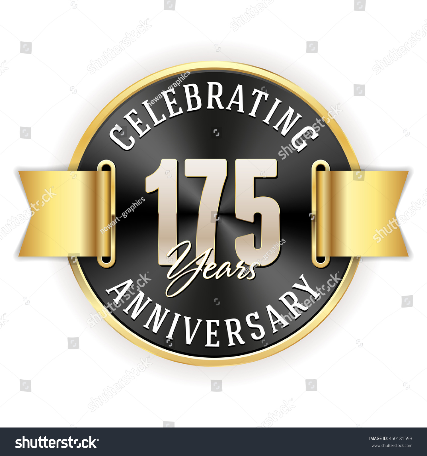 Black Celebrating 175 Years Badge, Rosette With - Royalty Free Stock ...