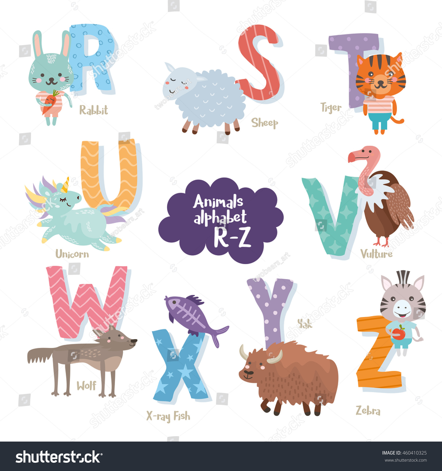 Cute Zoo Alphabet In Vector R S T U V W X Royalty Free Stock Vector Avopix Com