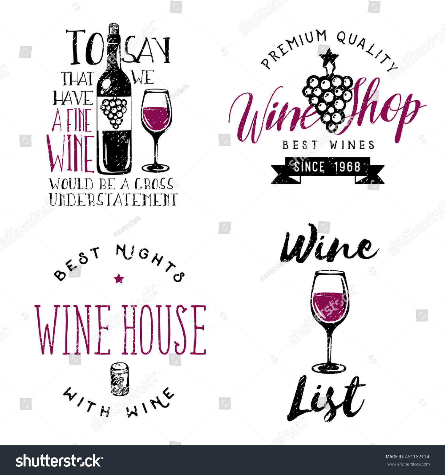 Wine themed badges, logos, labels in vintage - Royalty Free Stock ...