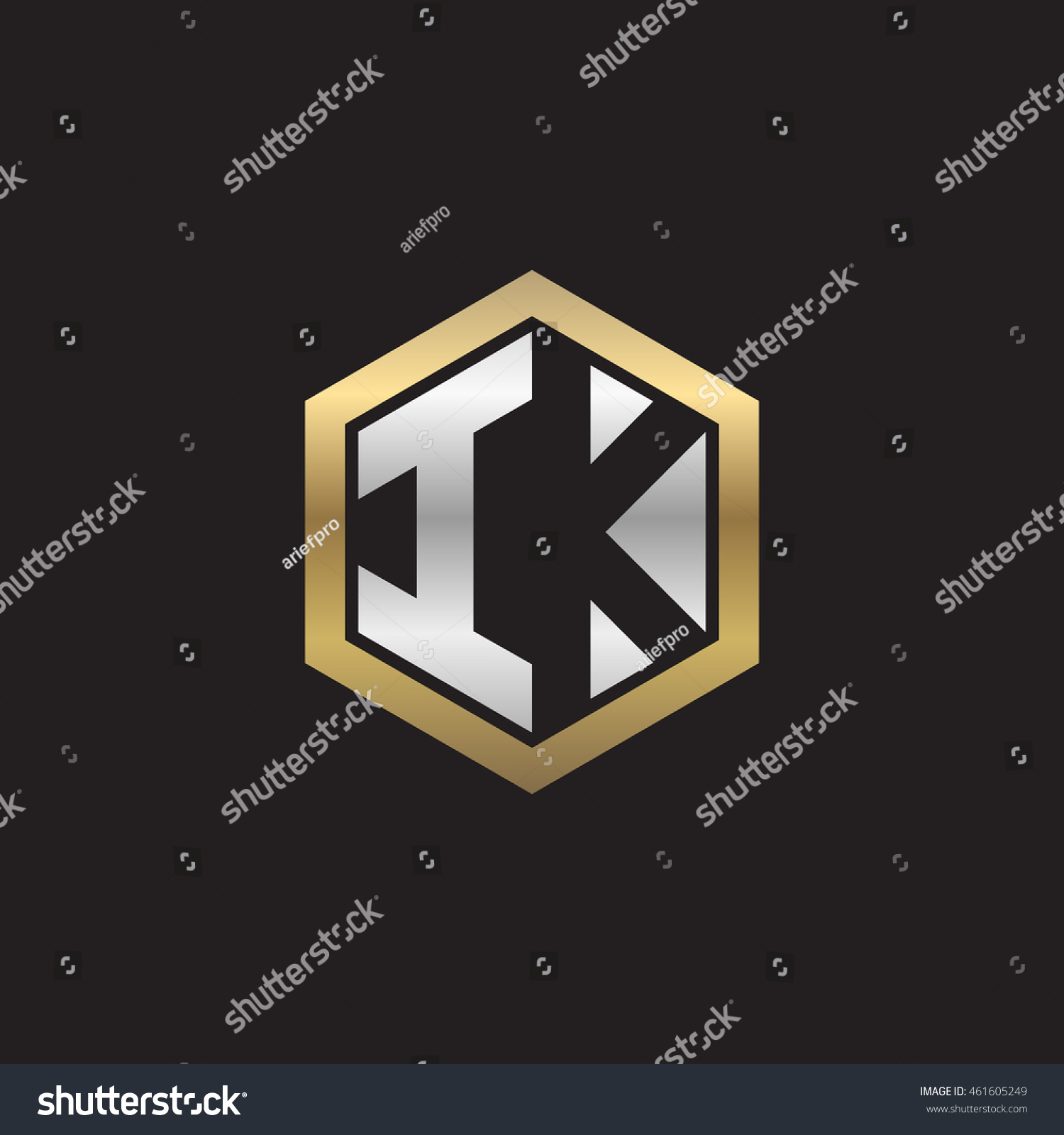 Initial letters IK negative space hexagon shape - Royalty Free Stock ...