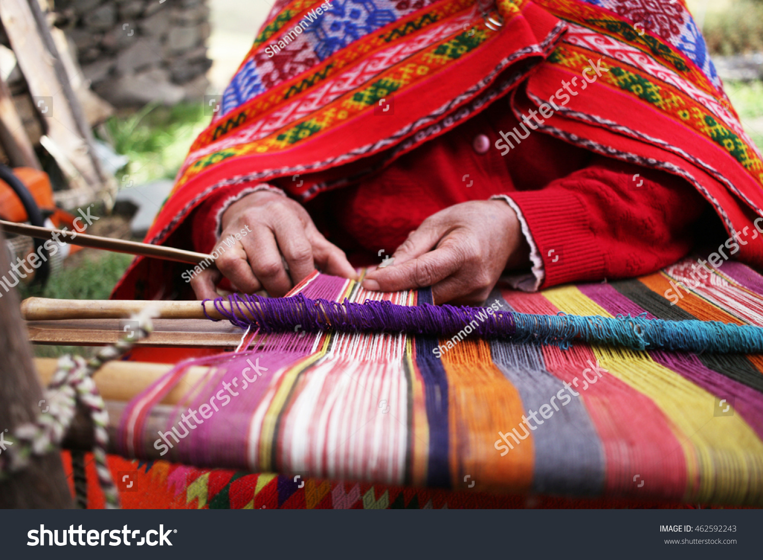Close up of weaving in Peru #462592243
