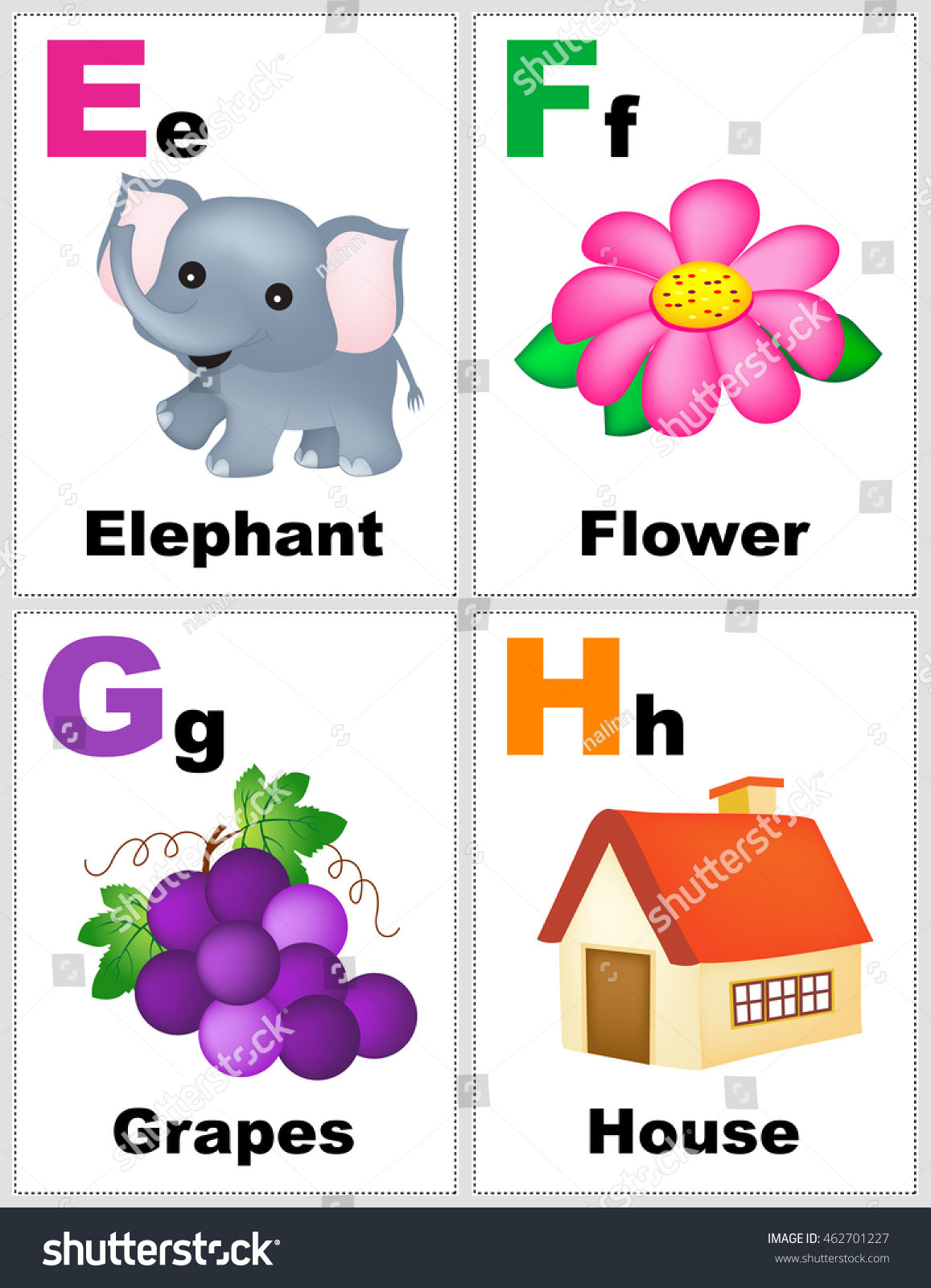 Alphabet Printable Flashcards Collection With Royalty Free Stock