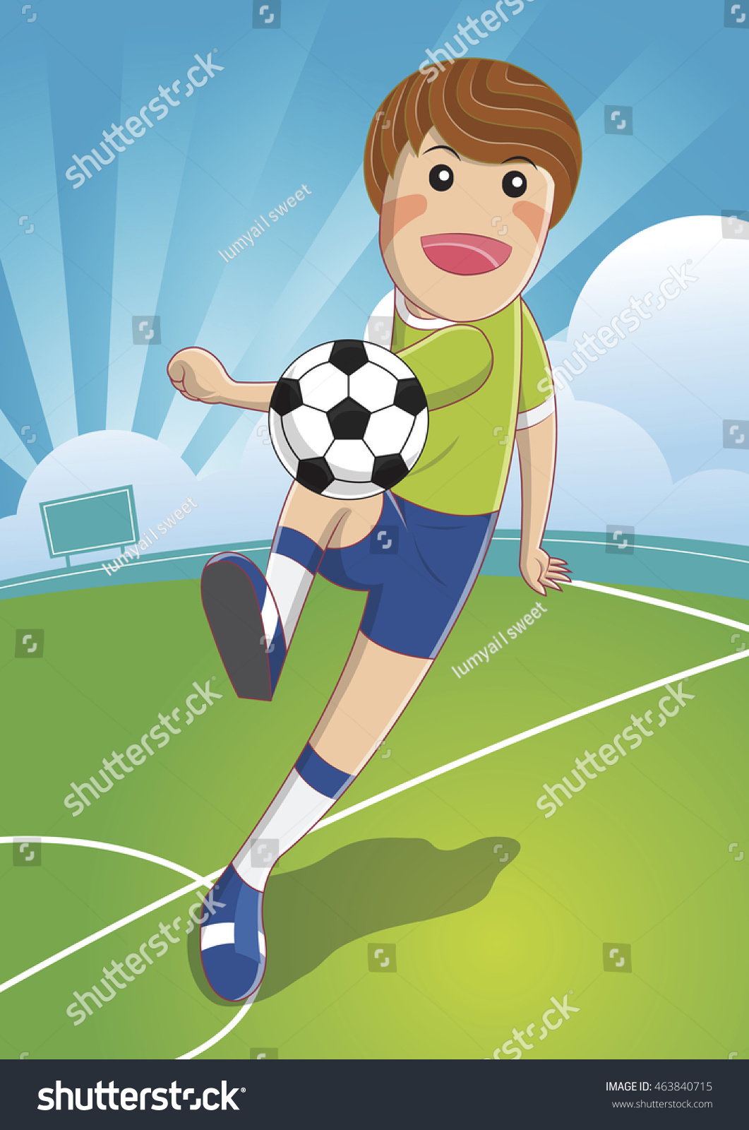 Soccer Player Shooting. The Ball To Make A Goal. - Royalty Free Stock 