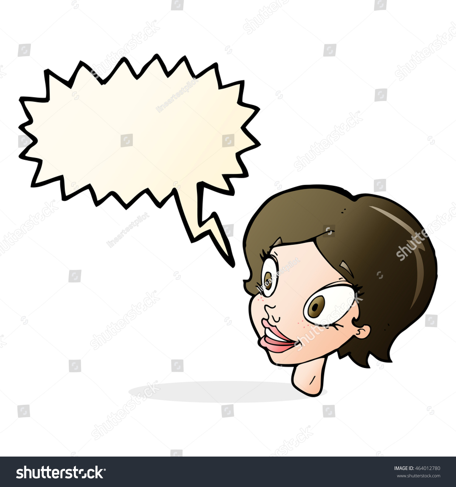 cartoon pretty female face with speech bubble - Royalty Free Stock ...