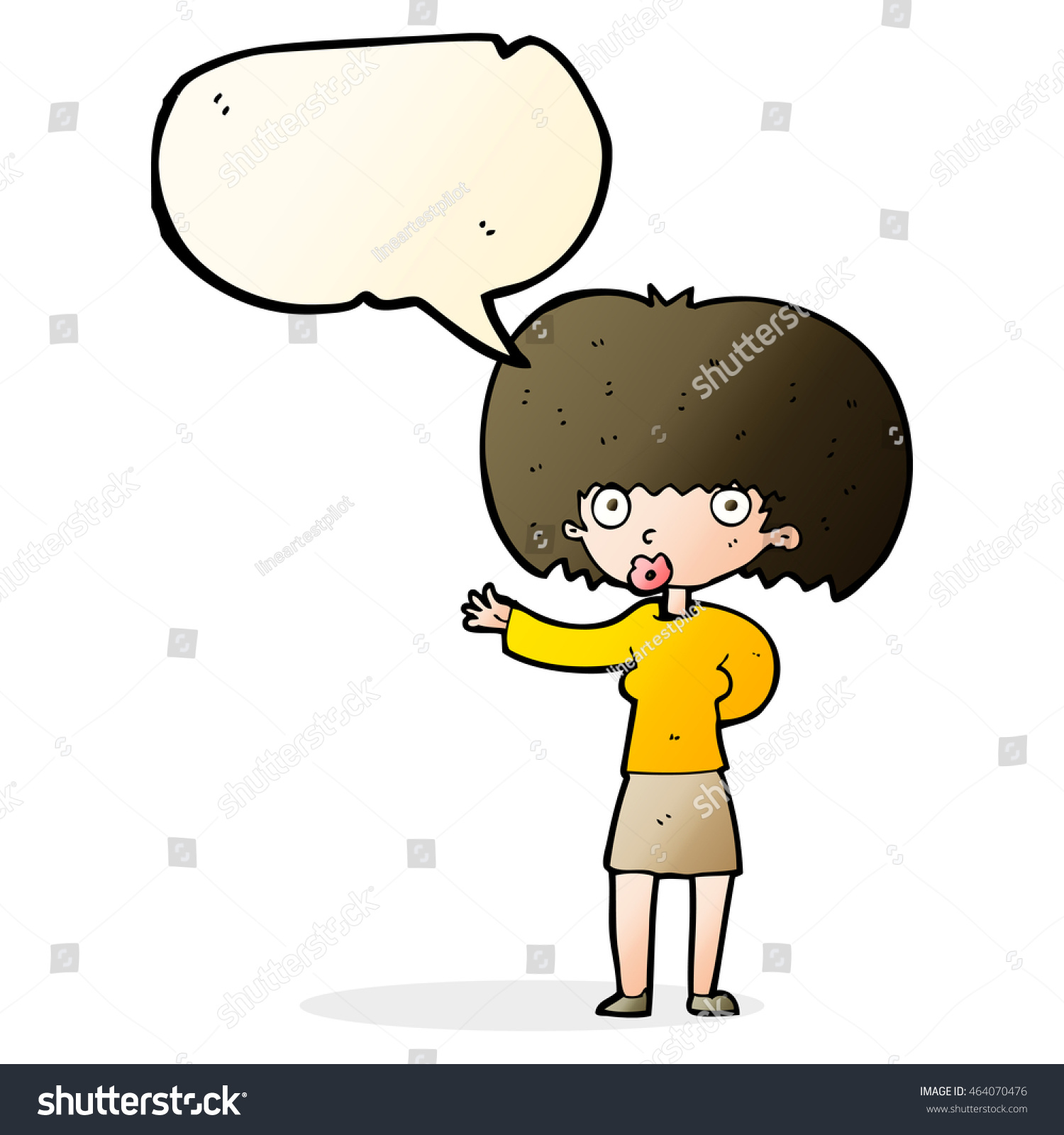 cartoon woman gesturing with speech bubble - Royalty Free Stock Photo ...