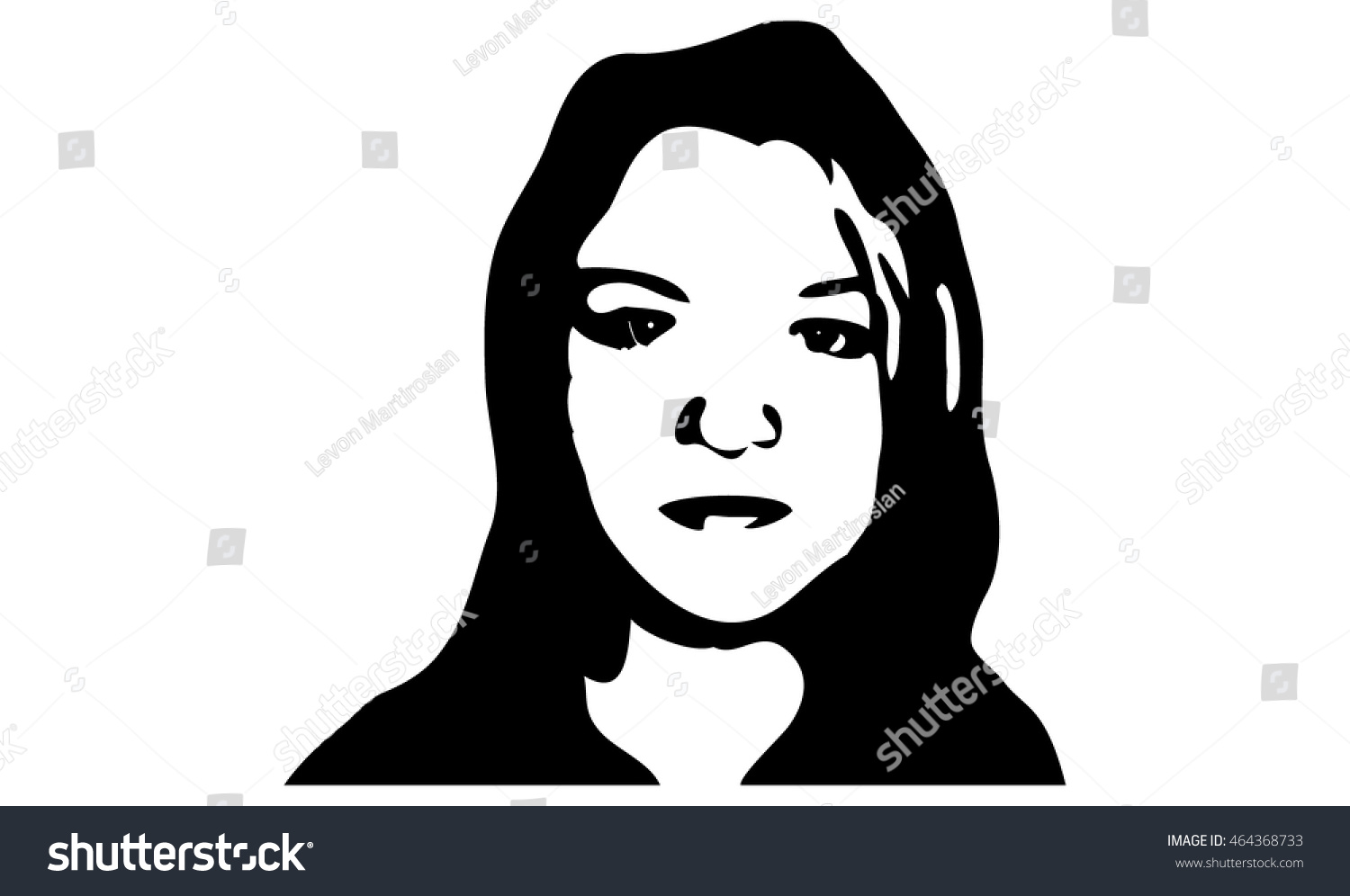 Graffiti stencil face. Young woman graffiti stencil face. Vector art. #464368733