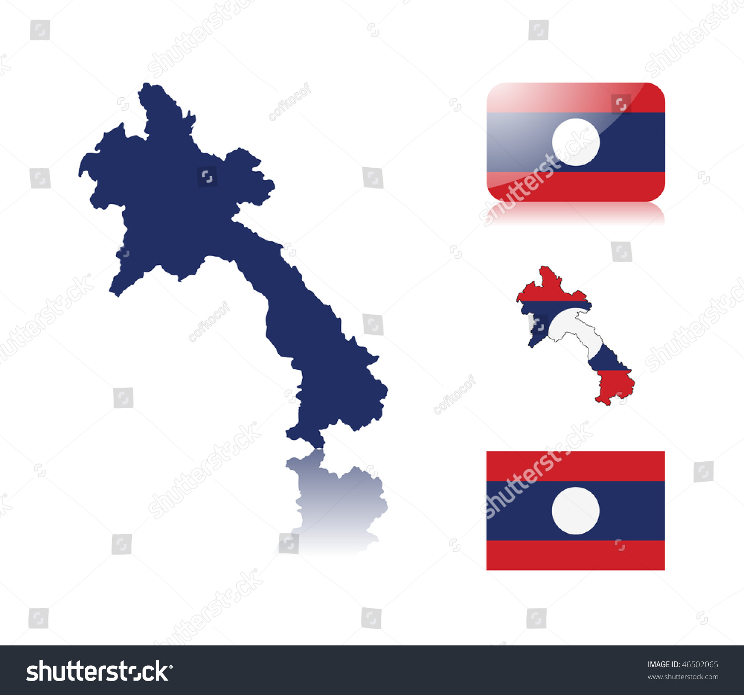 Laotian map including: map with reflection, map - Royalty Free Stock ...