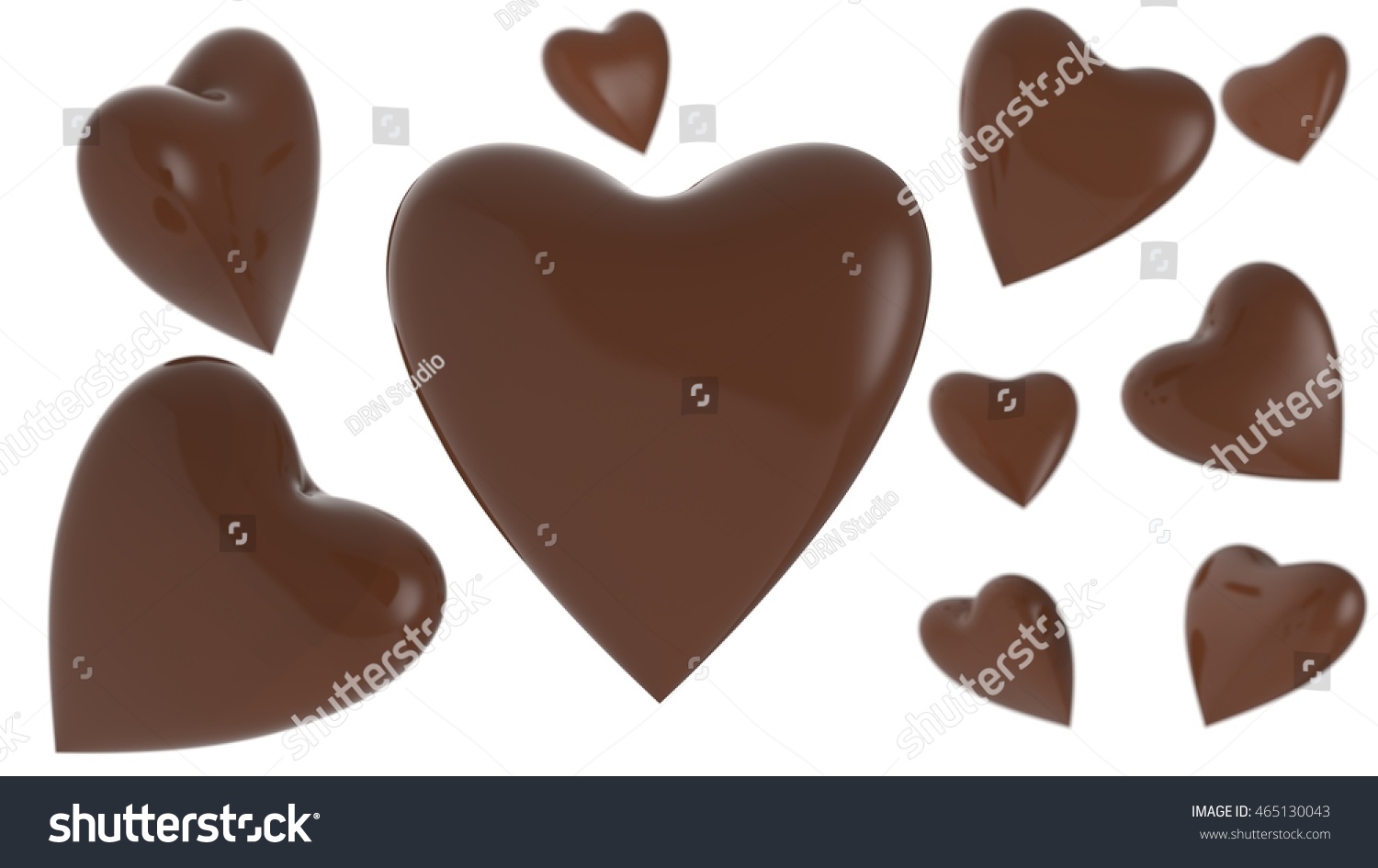 Happy Chocolate Heart. 3D illustration. 3D CG. High resolution. #465130043