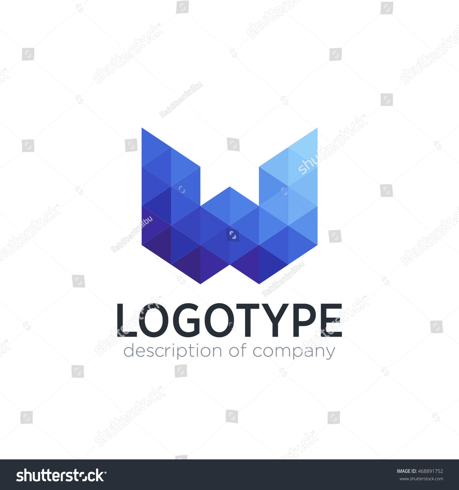 Letter W triangle figure logo - Royalty Free Stock Vector 468891752 ...