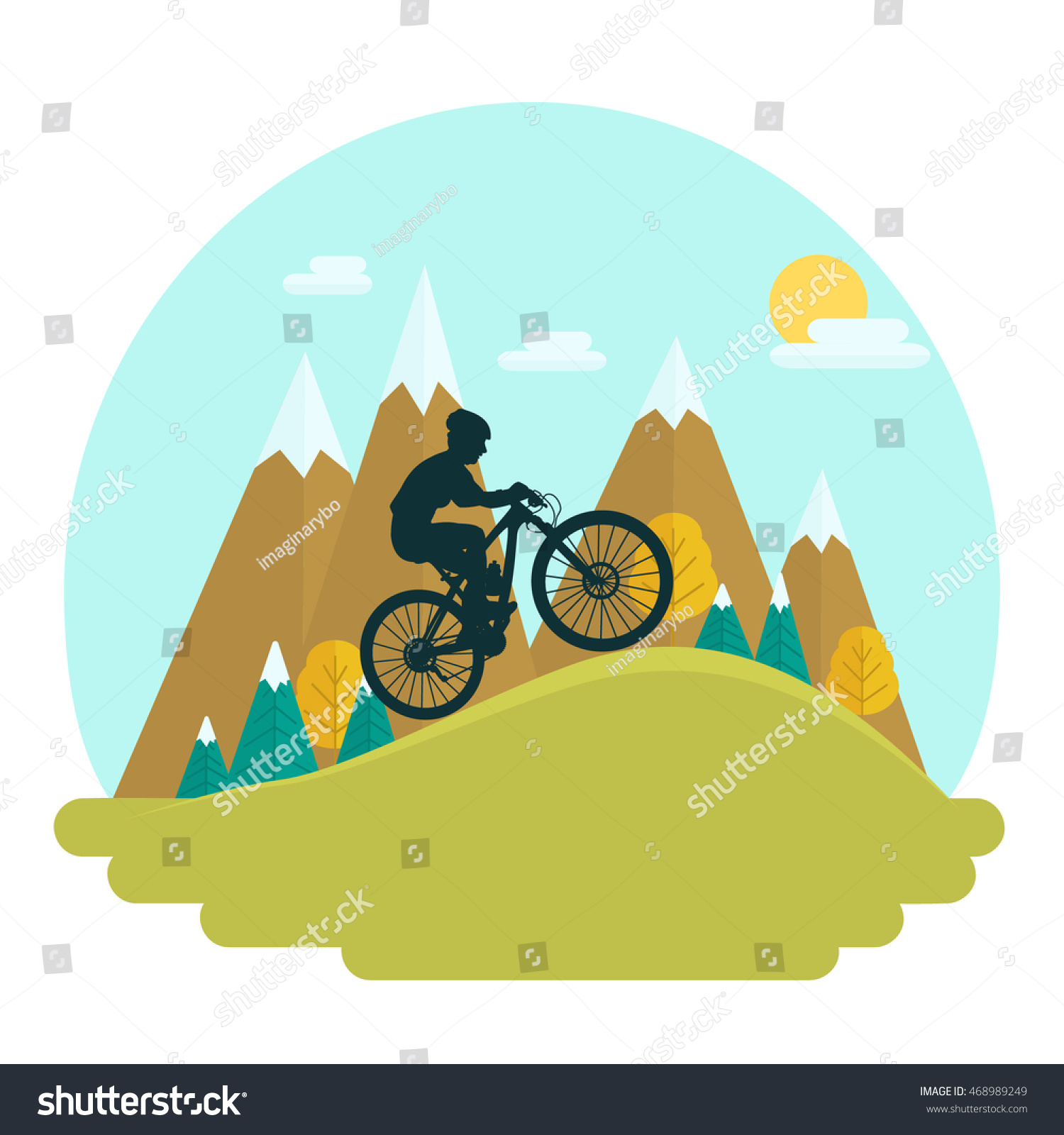 Female mountain bike rider on scenic high peaks - Royalty Free Stock ...