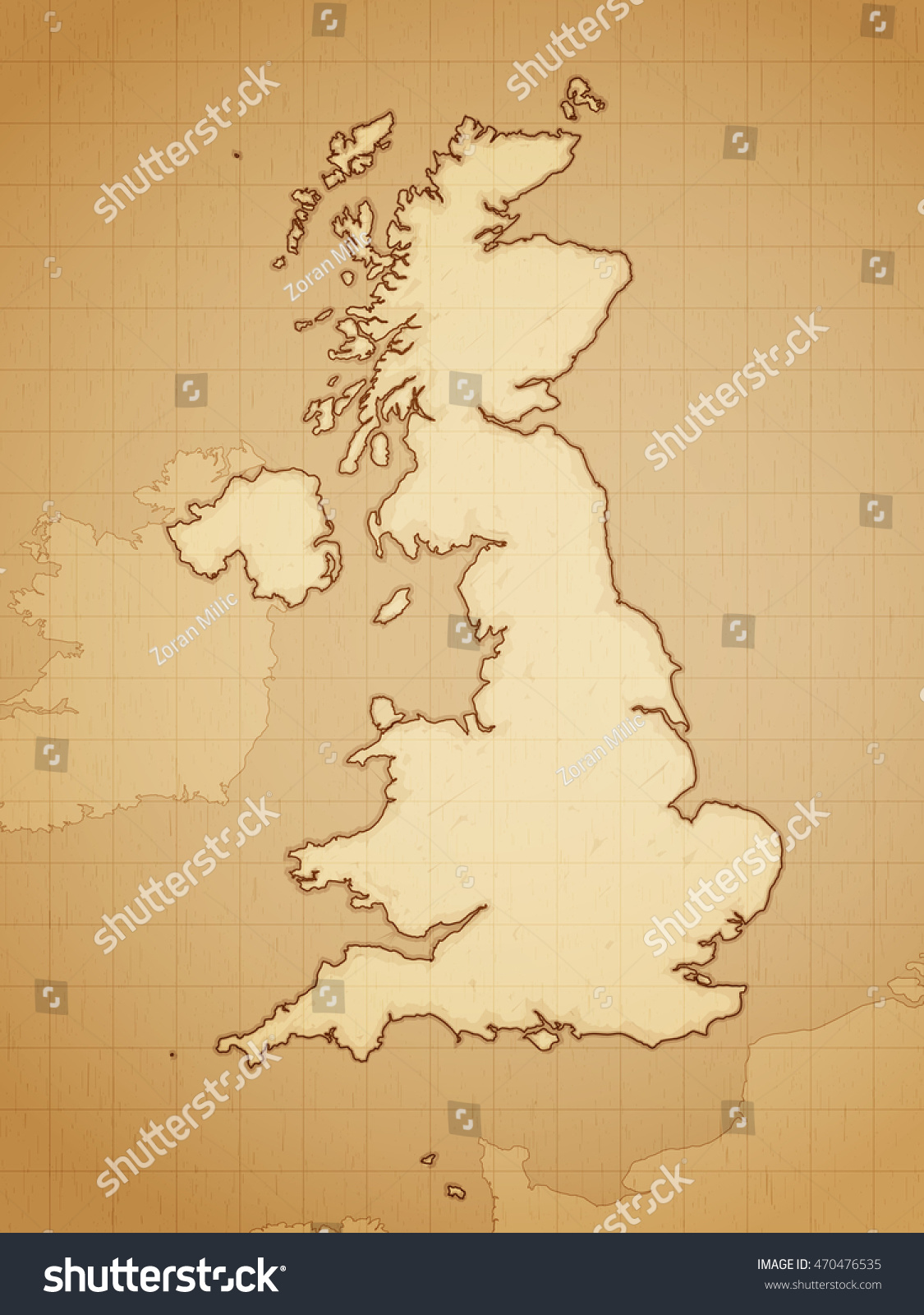 United Kingdom map drawn on aged paper vector - Royalty Free Stock ...