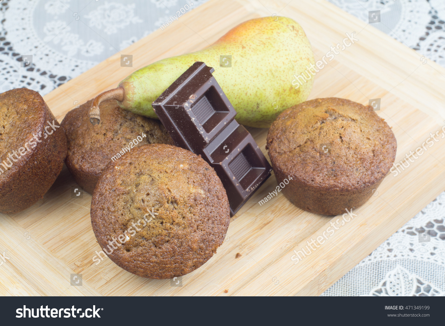 Homemade muffin with Pear and chocolate #471349199