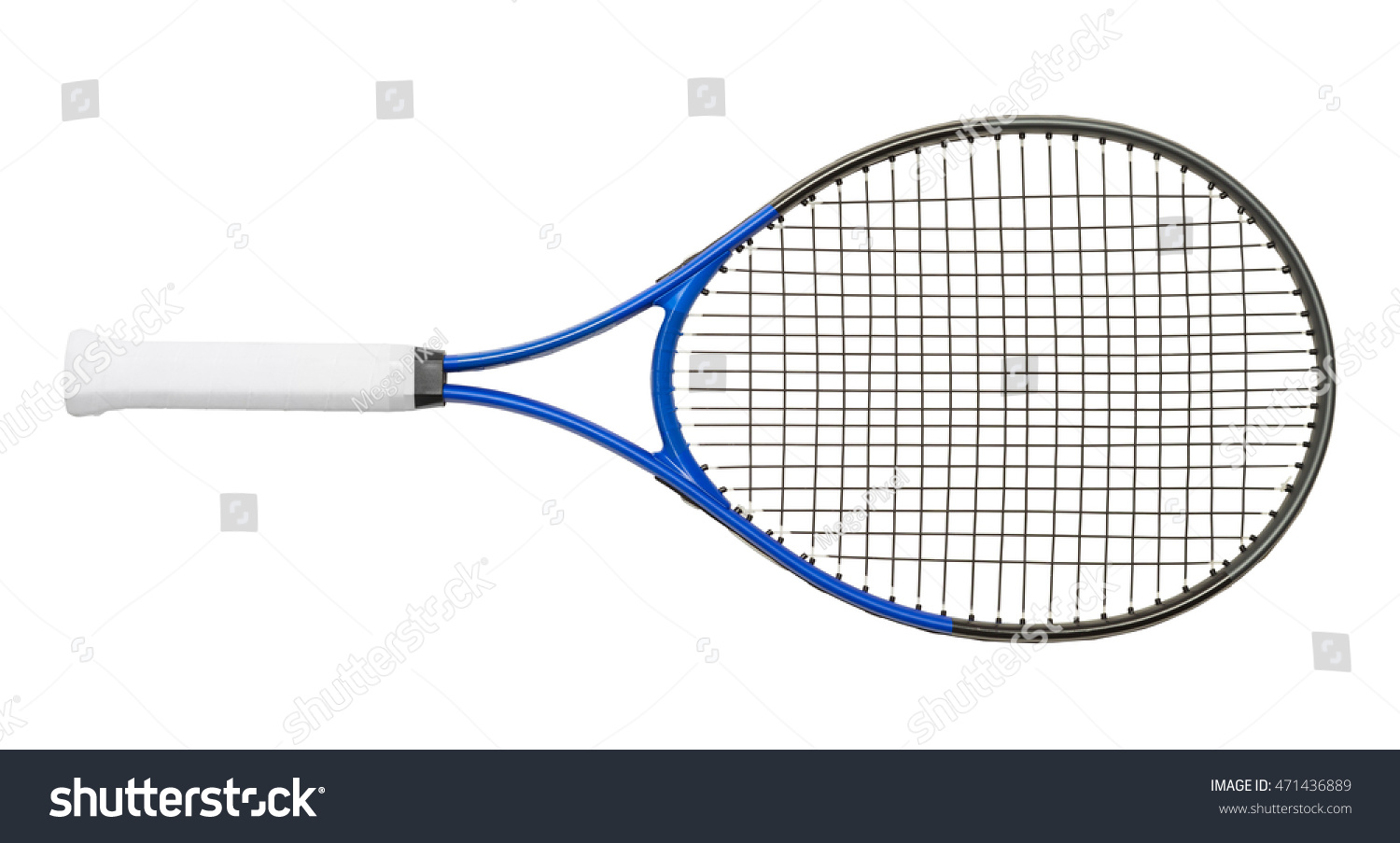 New Tennis Racket Isolated on White Background. #471436889