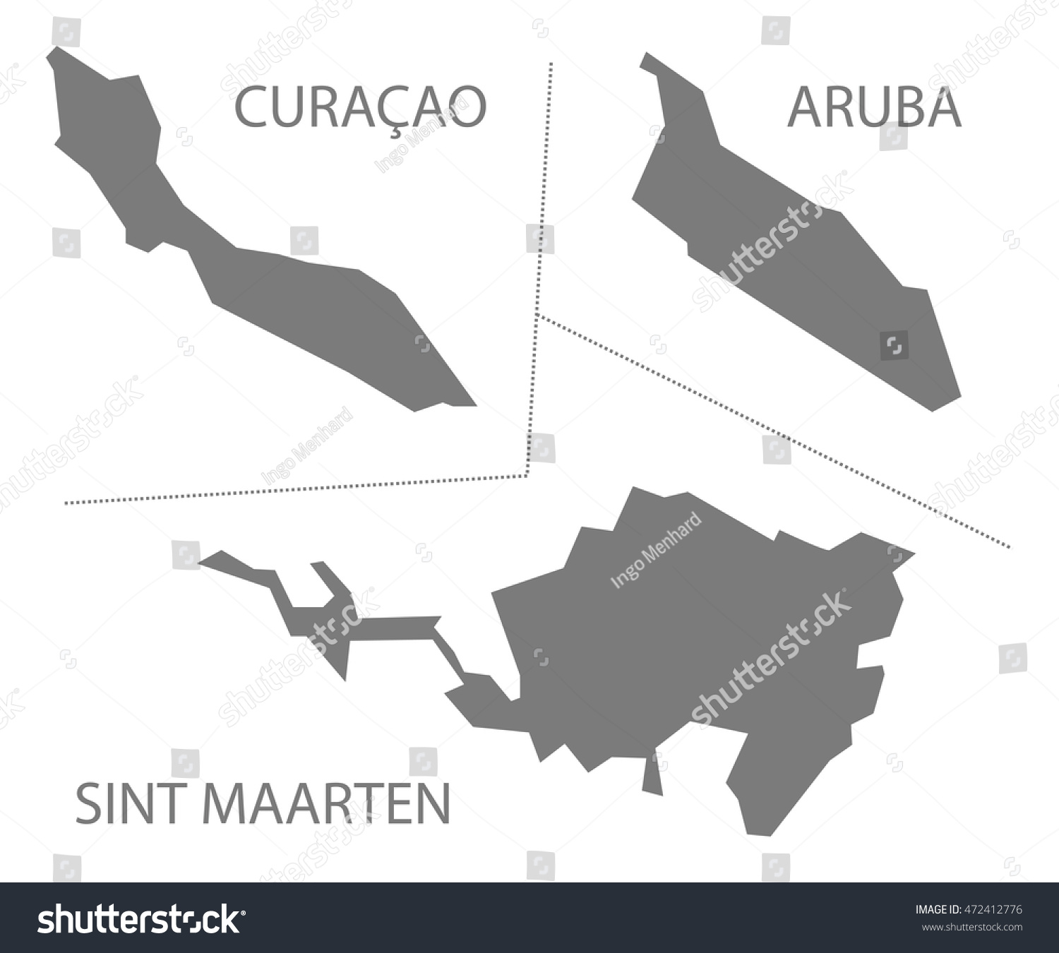 Curacao - Aruba - Sint Maarten Islands - Royalty Free Stock Vector