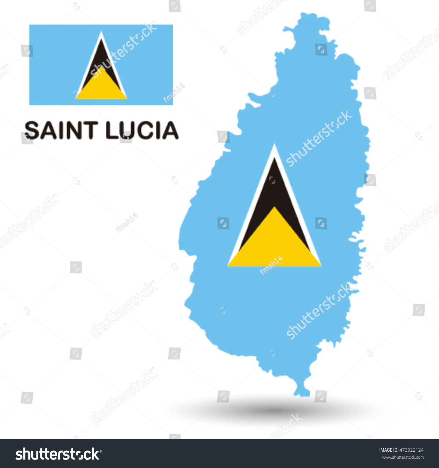 Saint Lucia flag map - Royalty Free Stock Vector 473922124 - Avopix.com