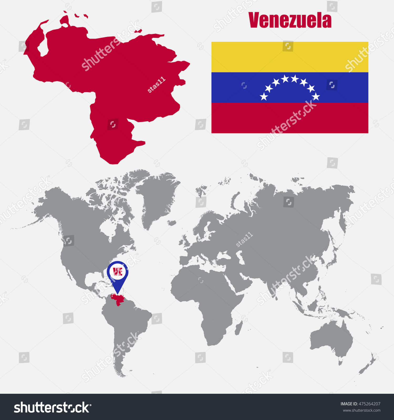 Venezuela Map On A World Map With Flag And Map Royalty Free Stock