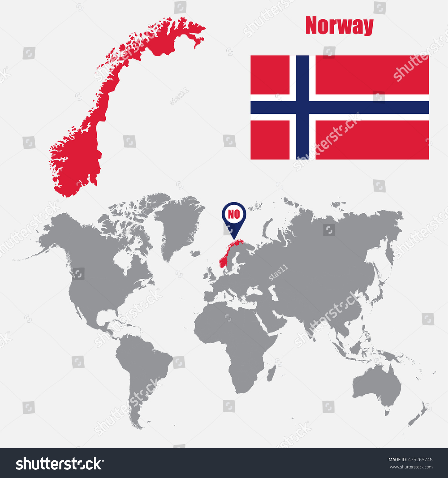 Norway Map On A World Map With Flag And Map Royalty Free Stock Vector Avopix 475265746 