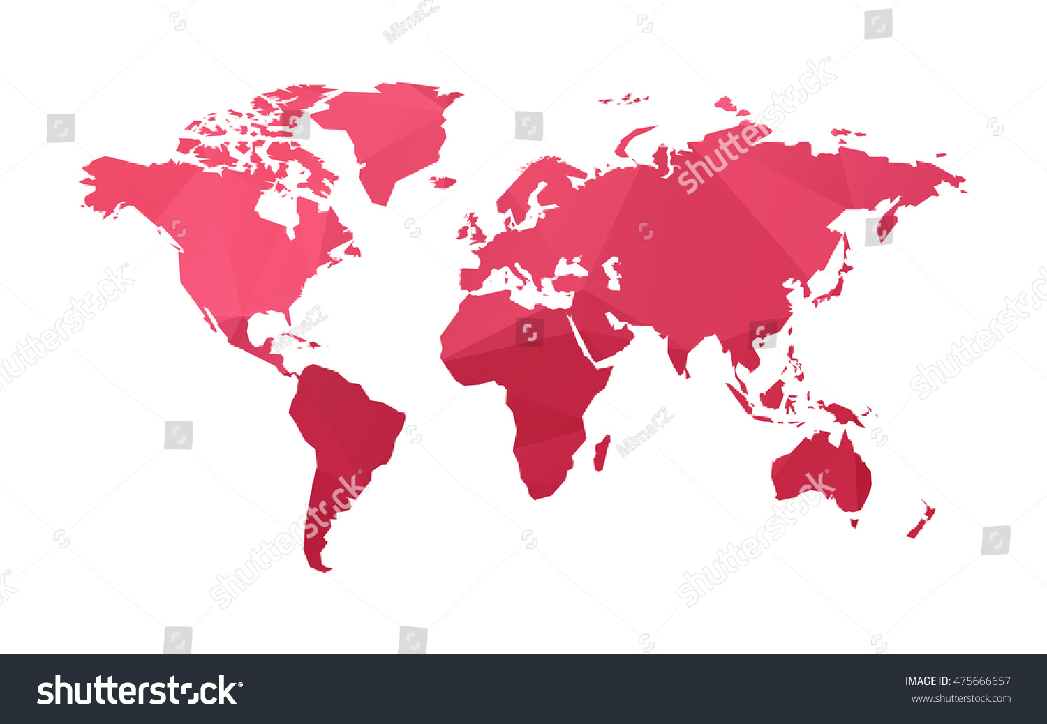 red low poly world map vector #475666657