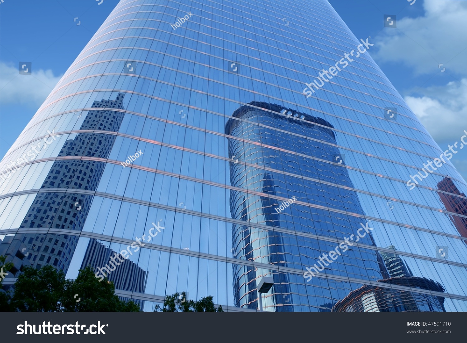 Blue mirror glass facade skyscraper buildings city of Houston Texas #47591710