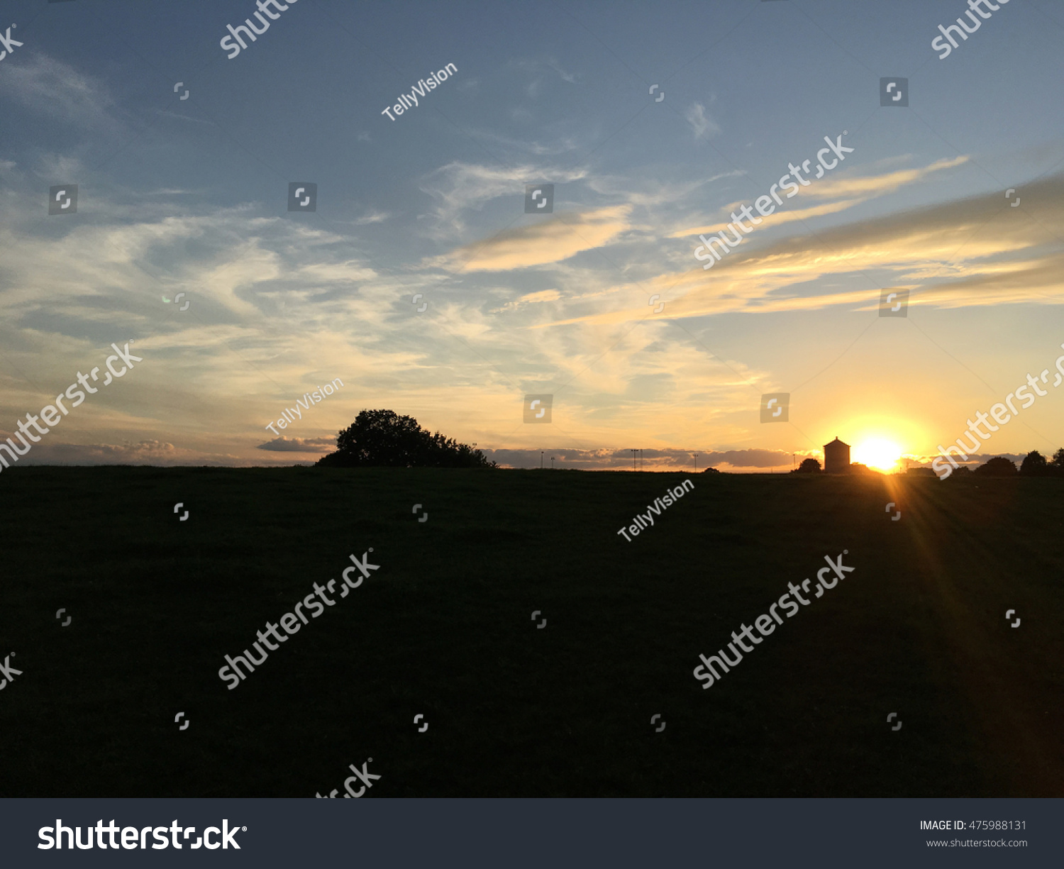 Sunset landscape in Izier Belgium  #475988131