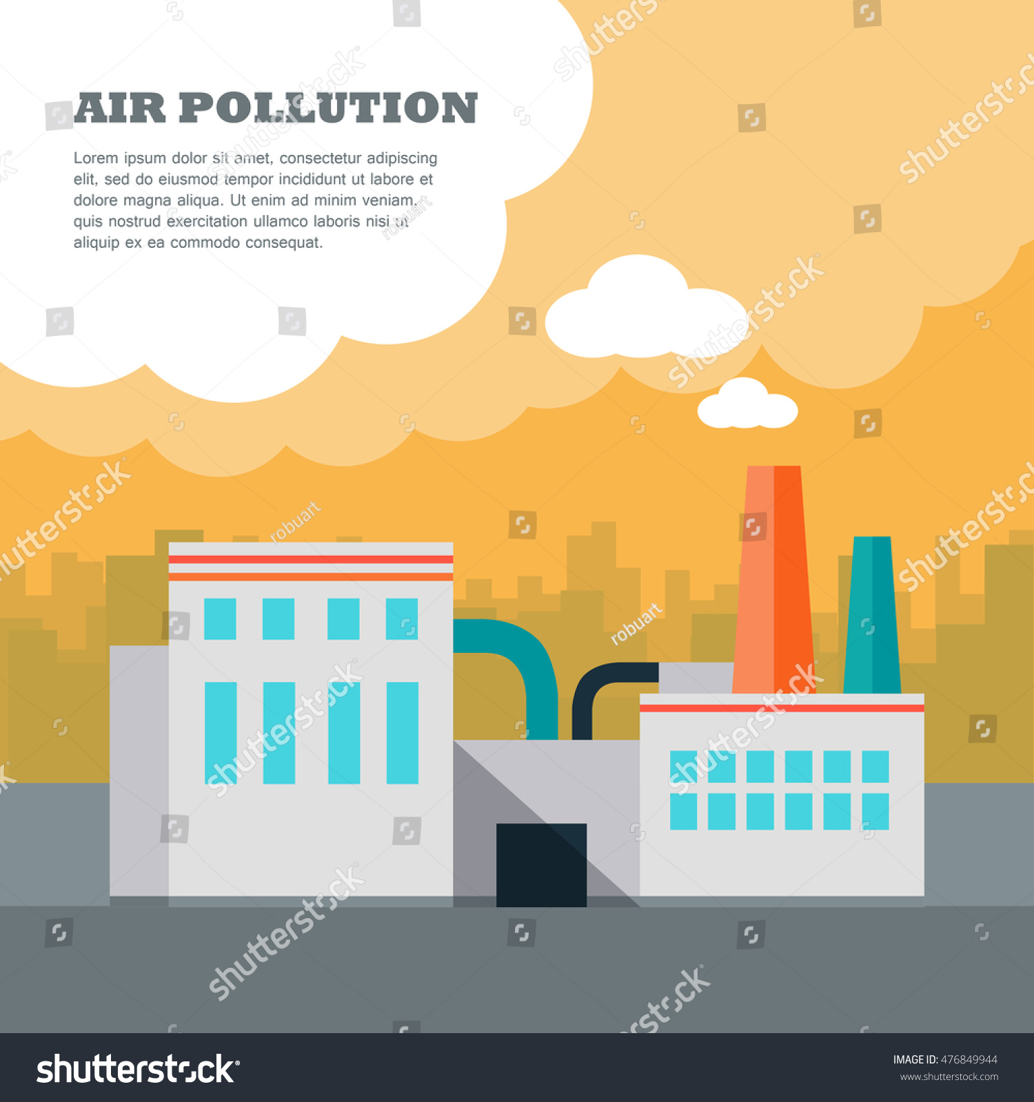 Air pollution concept. Factory building with - Royalty Free Stock ...