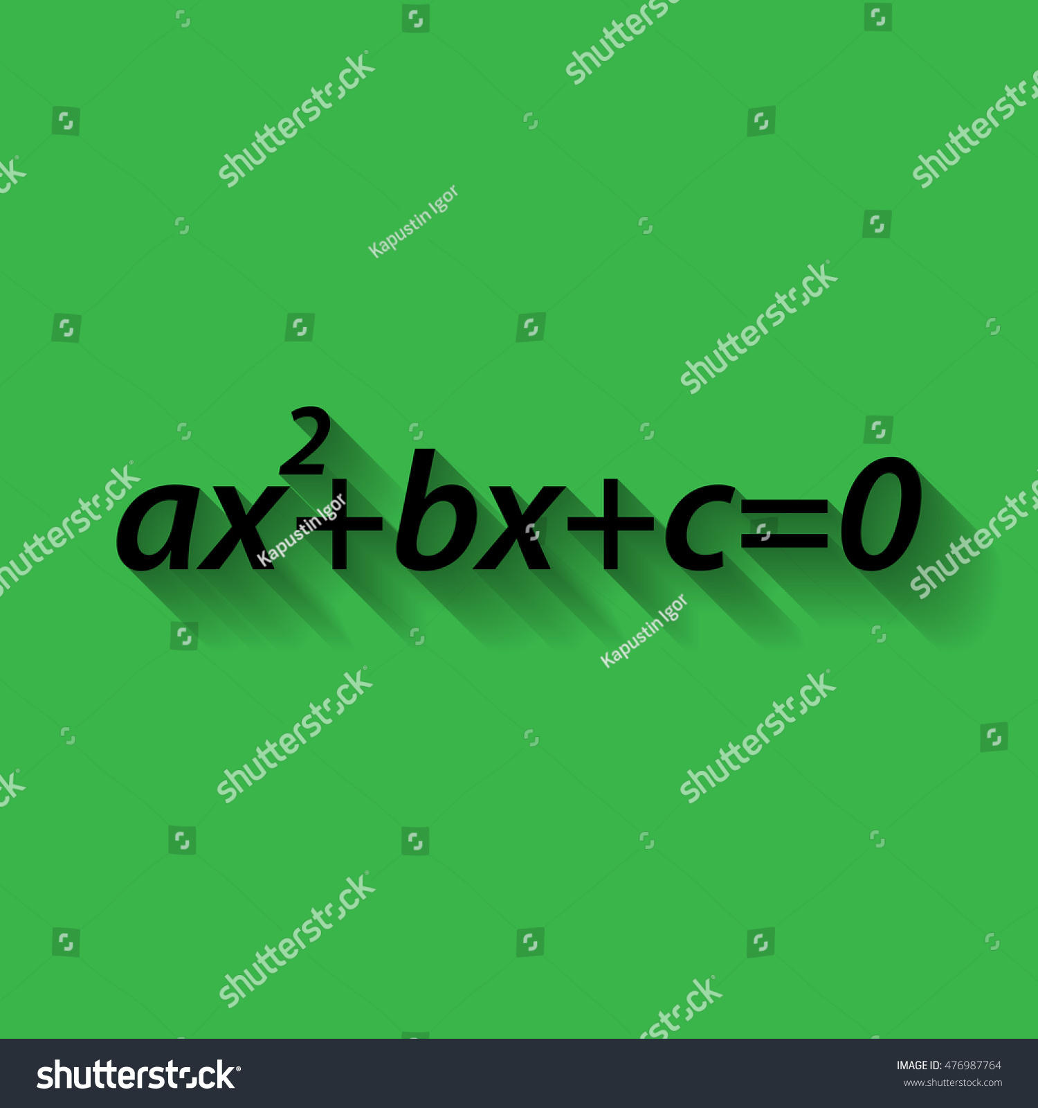 Quadratic Equation On Green Background In Flat Royalty Free Stock Vector 476987764