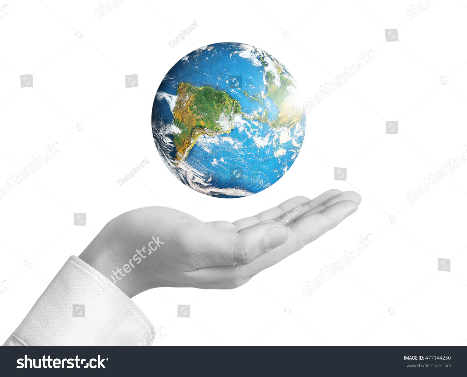 Human hand holding globe Elements of this image furnished by NASA #477144250