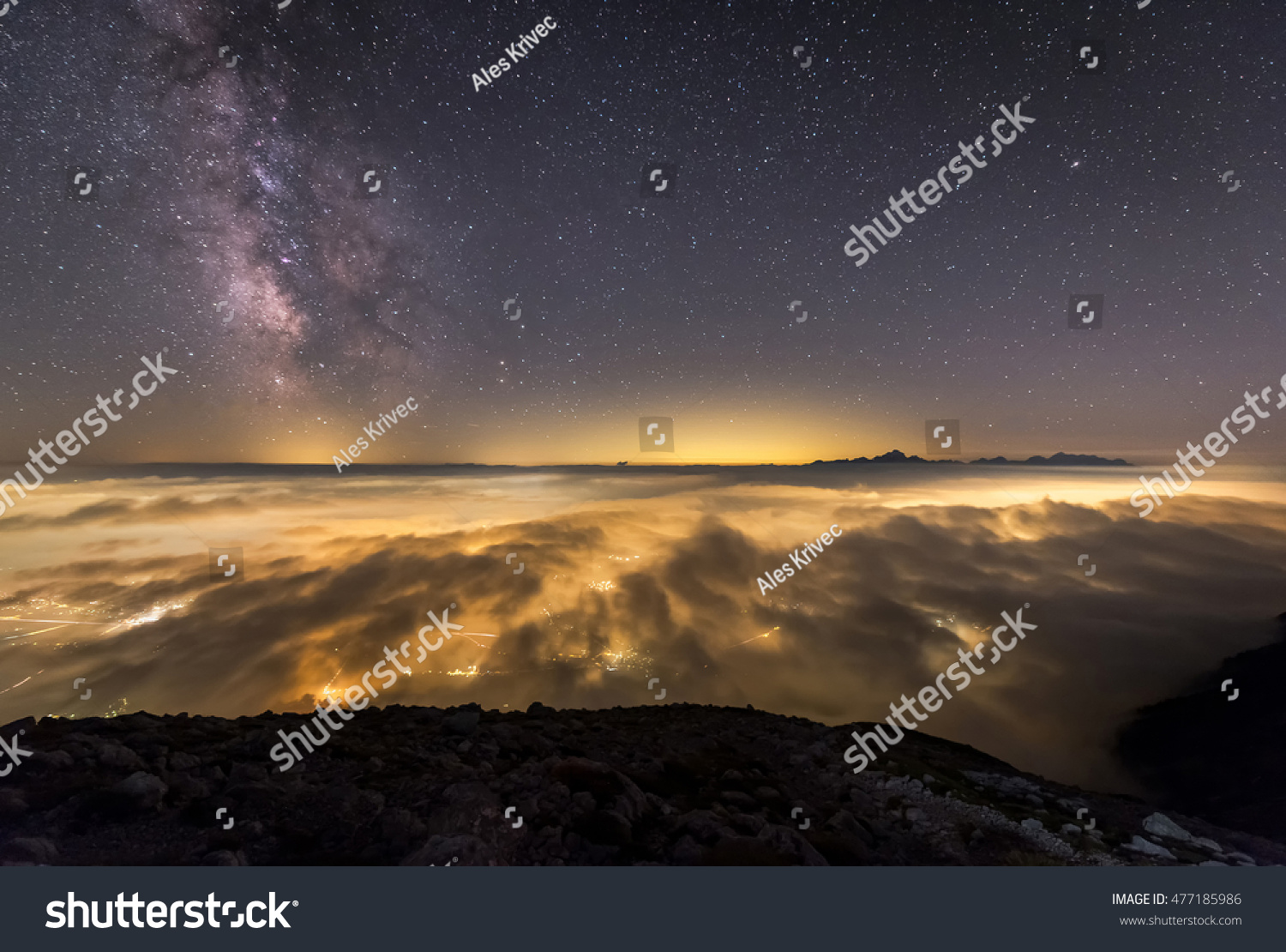 Milky Way over my hometown Jesenice and Triglav mountain #477185986