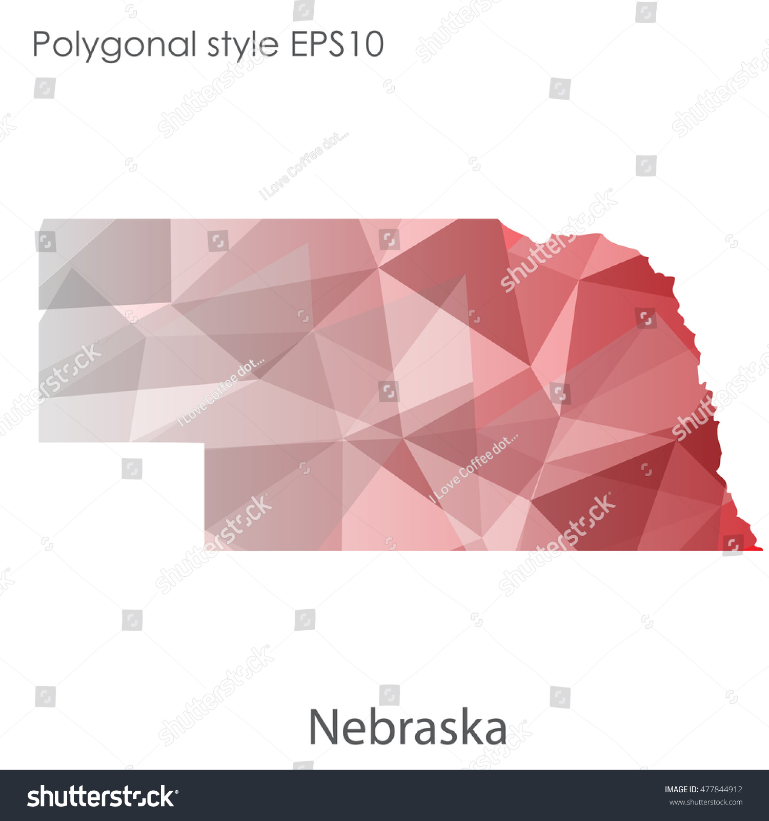 Nebraska state map in geometric polygonal,mosaic - Royalty Free Stock ...