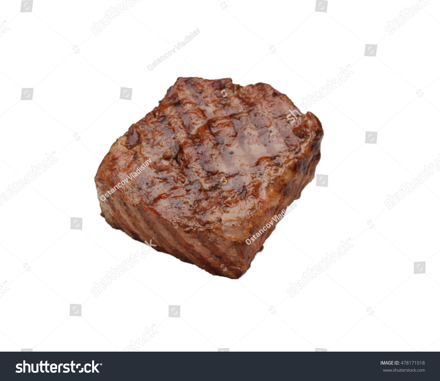 Juicy grilled steak isolated on white background #478171018