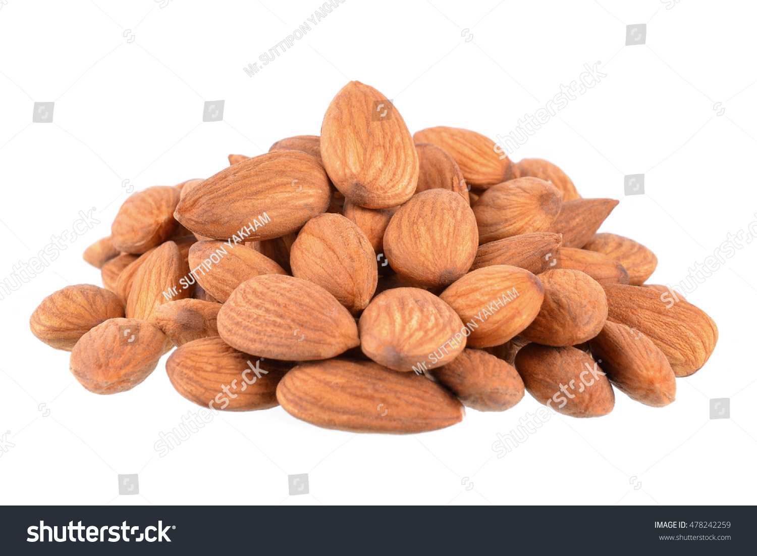 Almonds isolated on white #478242259
