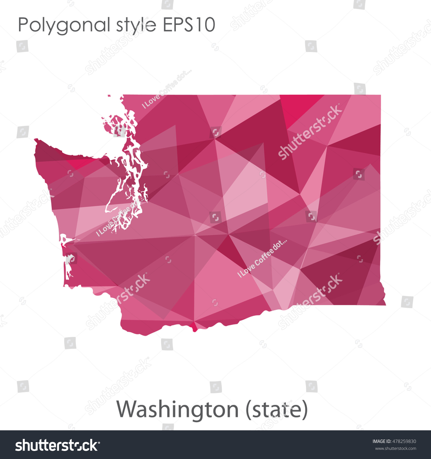 Washington State Map In Geometric Polygonal Royalty Free Stock Vector 478259830 0406