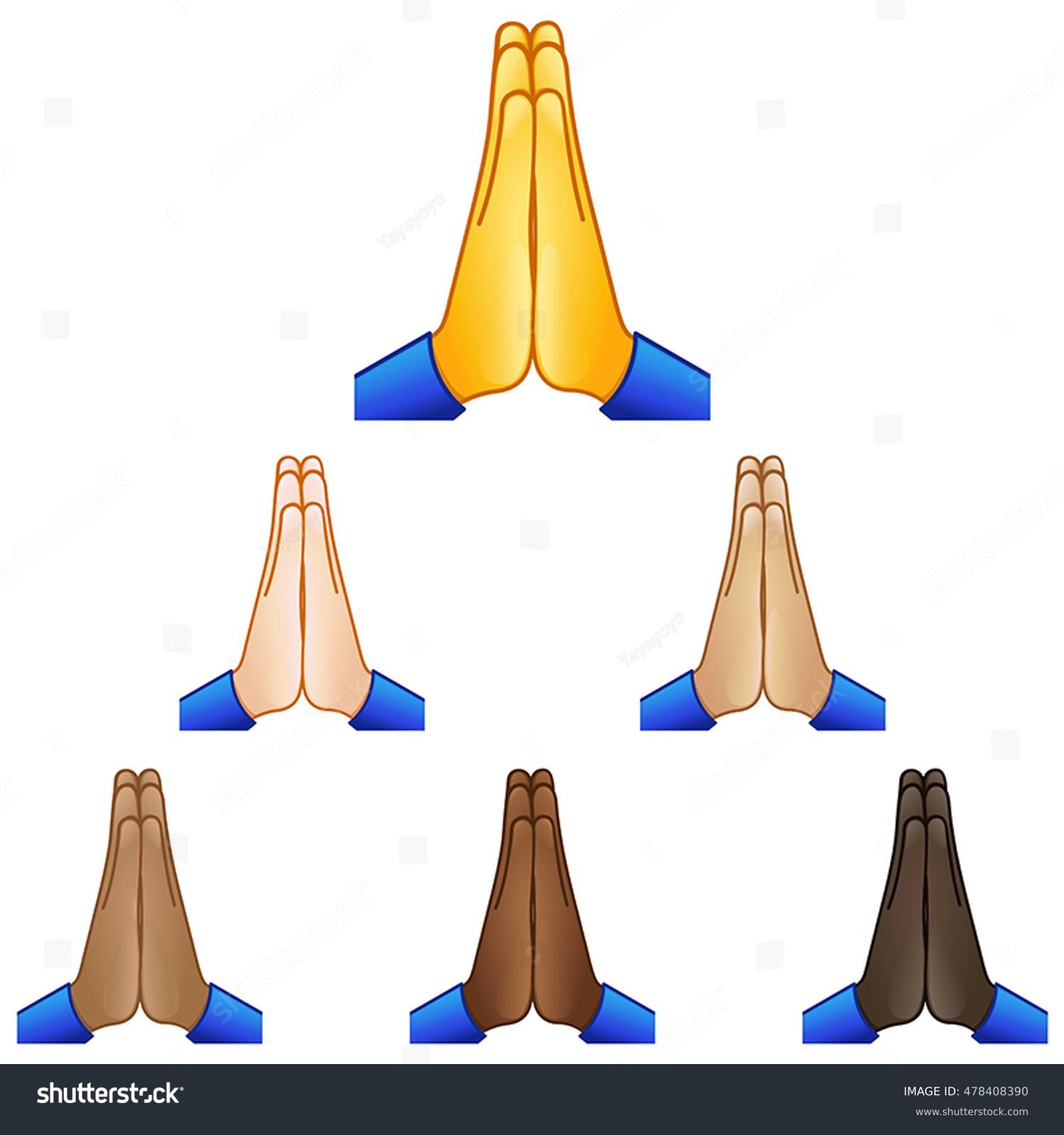 Folded Hands Emoji Set Of Various Skin Tones Royalty Free Stock Vector Avopix Com