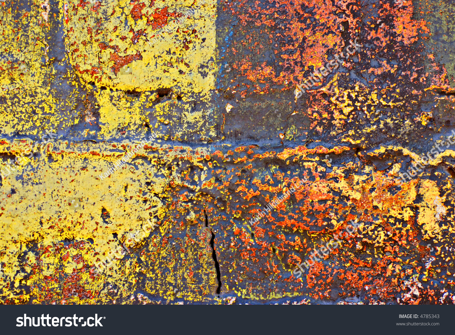 Deteriorating painted brick wall stylized with grunge effects (part of a photo illustration series) #4785343