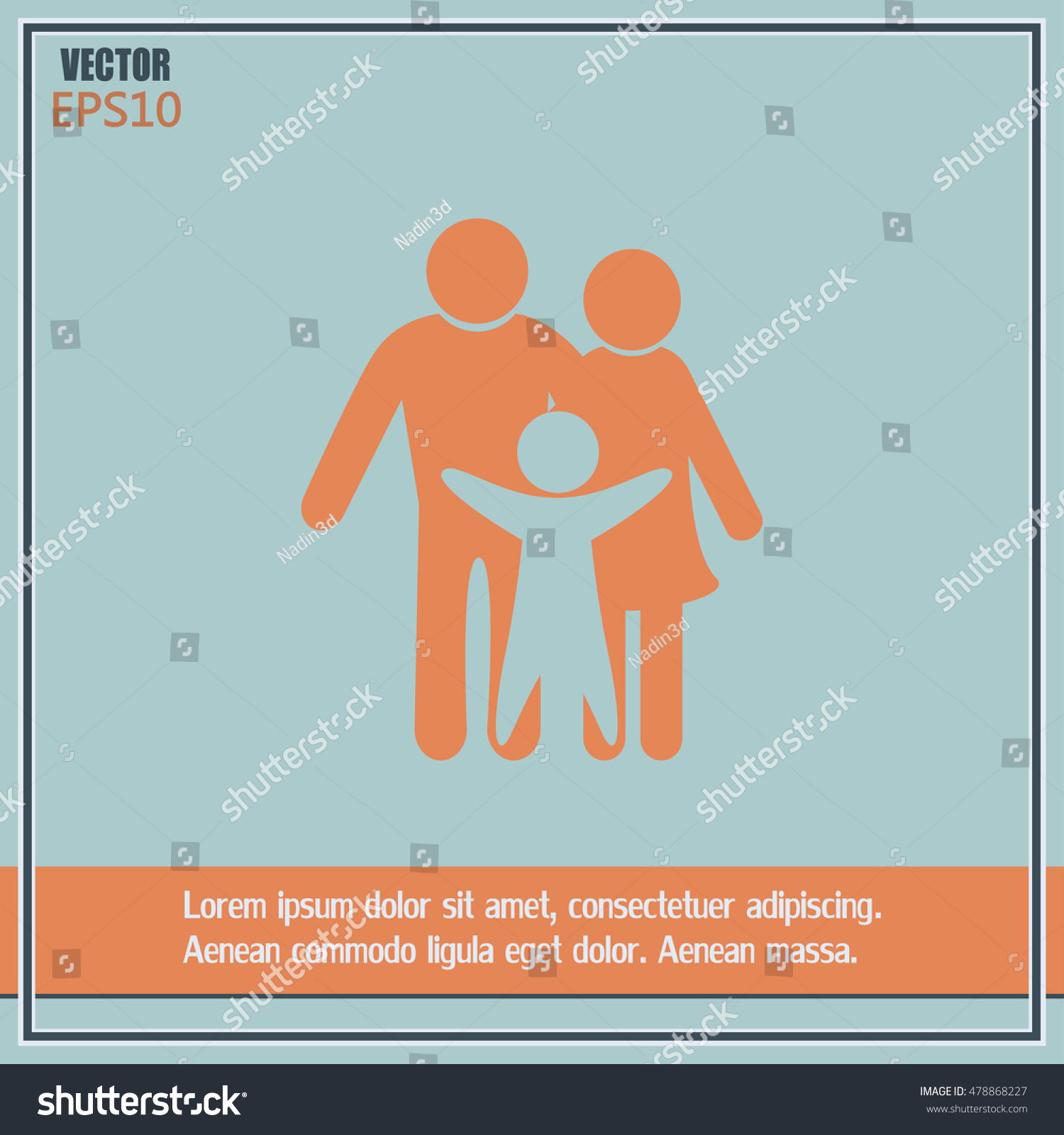 Happy Family Icon In Simple Figures, Dad, Mom - Royalty Free Stock ...