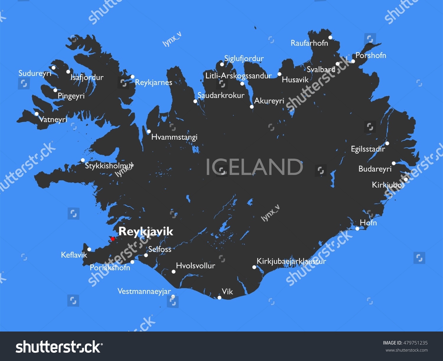 Iceland map | Vector detailed color Iceland map - Royalty Free Stock ...