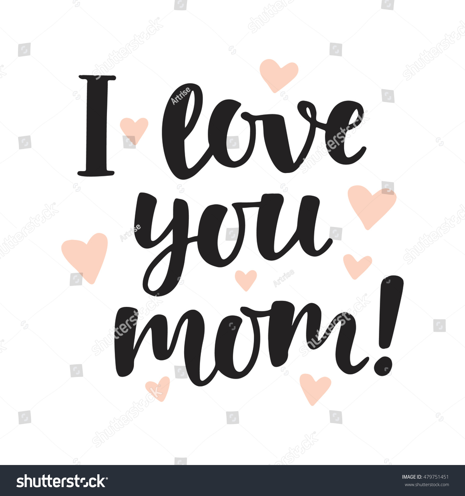 I Love You Mom Hand Written Brush Lettering Royalty Free Stock Vector Avopix Com