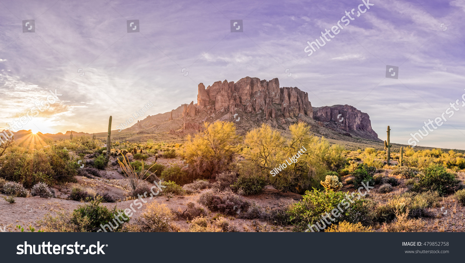 Sun Peaking At Lost Dutchman State Park - Apache Junction Arizona #479852758