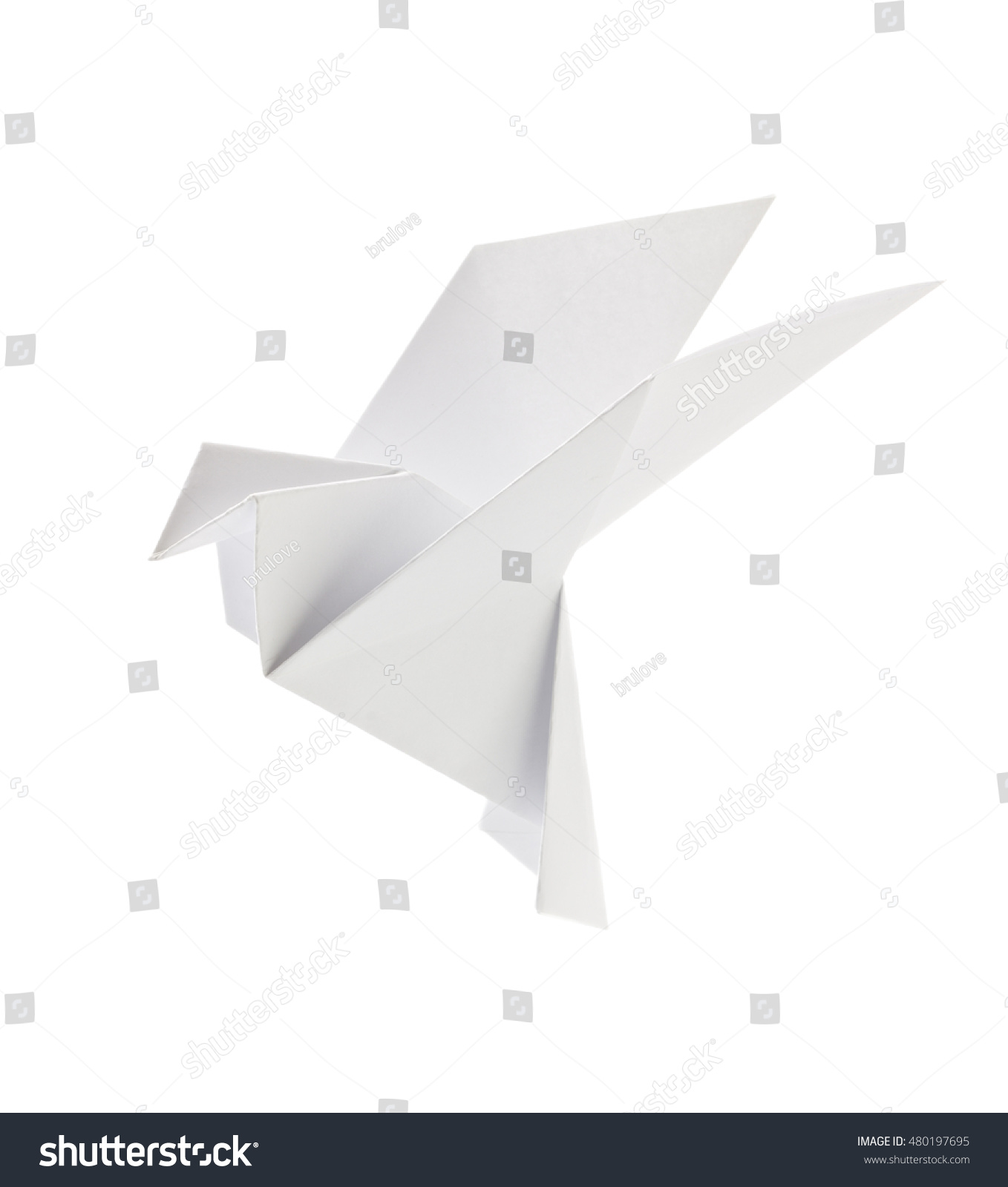 White pigeon of origami. Isolated on background #480197695