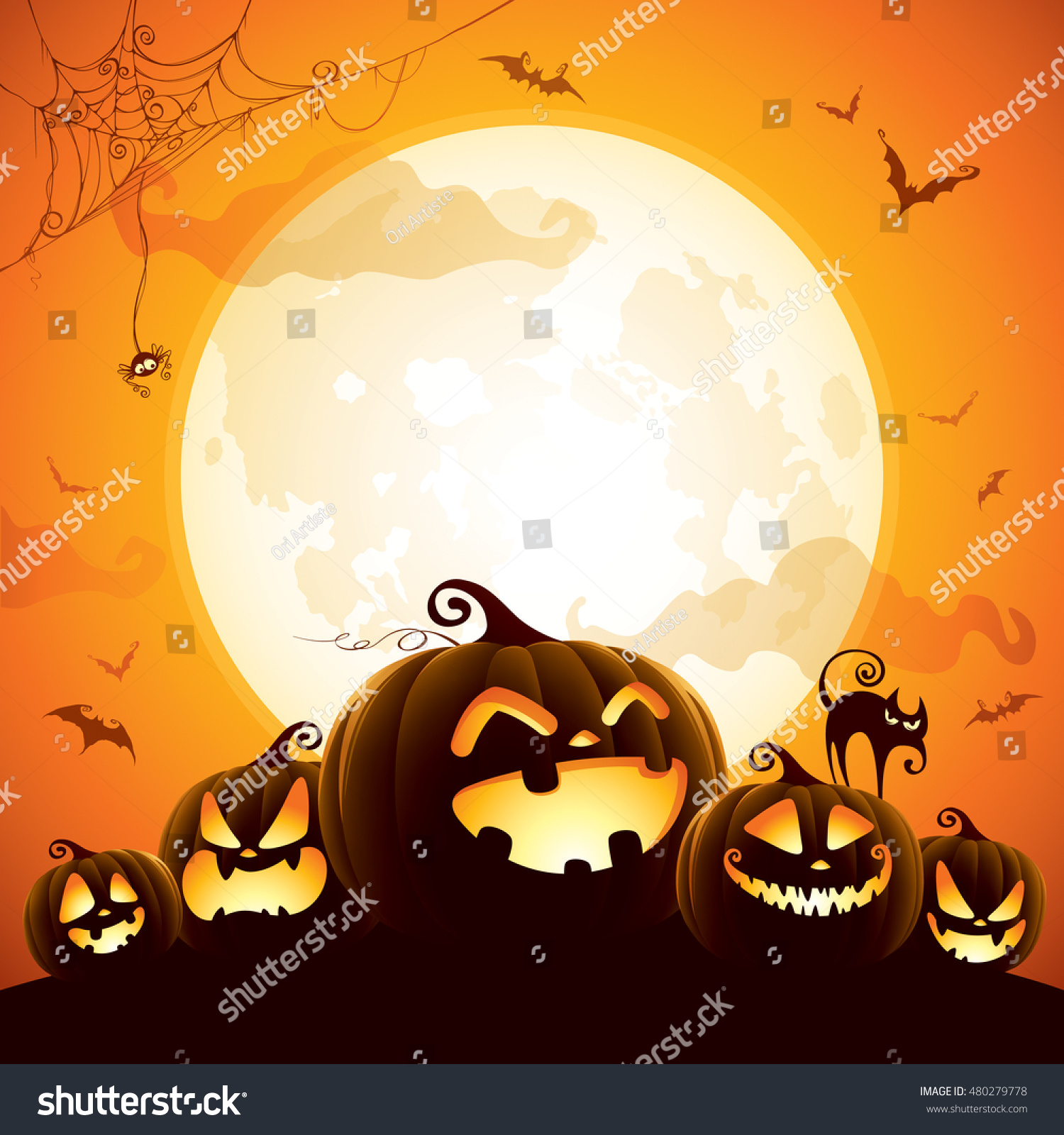 Halloween pumpkins under the moonlight #480279778