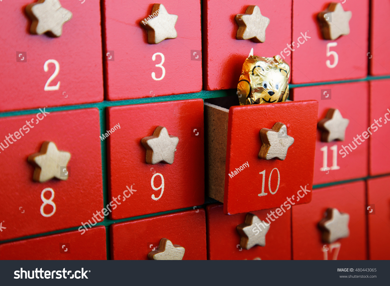Advent calendar with chocolate toy horizontal #480443065