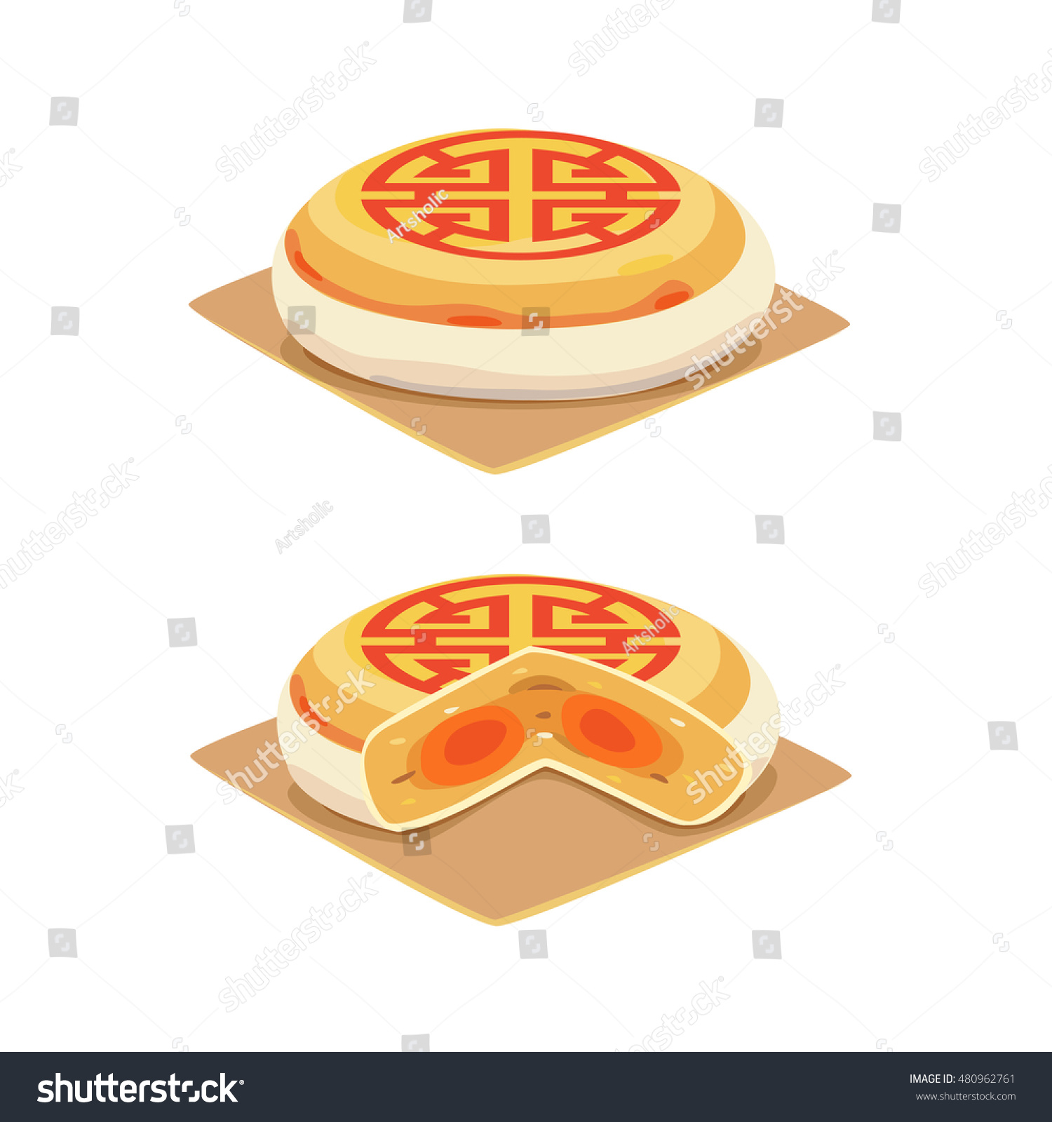 Chinese pastry-mung bean with egg yolk. - Royalty Free Stock Vector ...