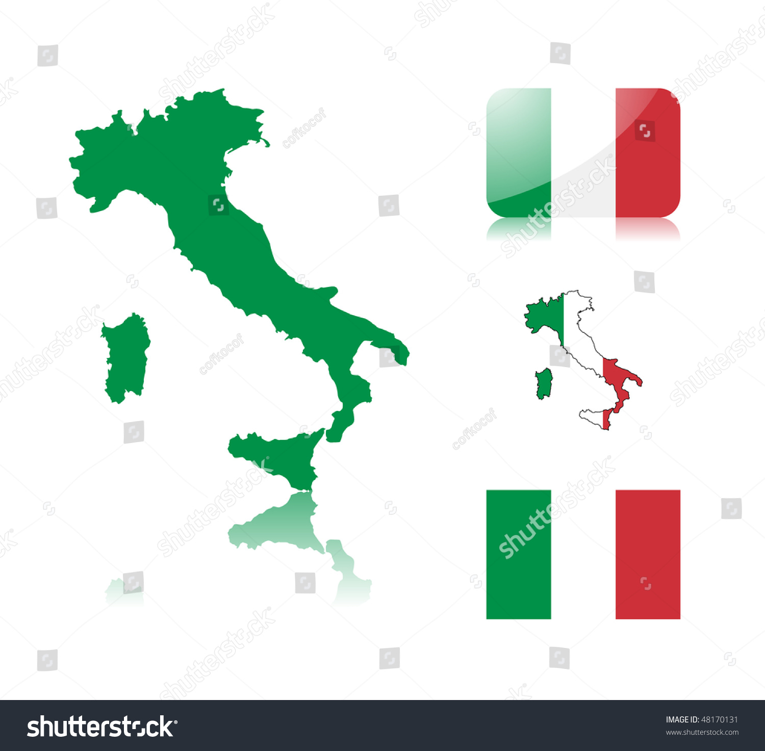 Italian map including: map with reflection, map - Royalty Free Stock ...