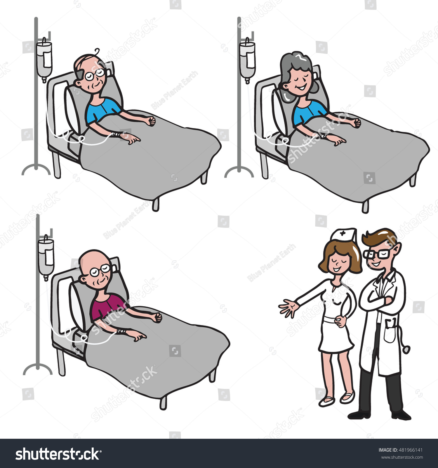 Doctor And Nurse Visit Patients On Ward Cartoon Royalty Free Stock Vector 481966141 0173
