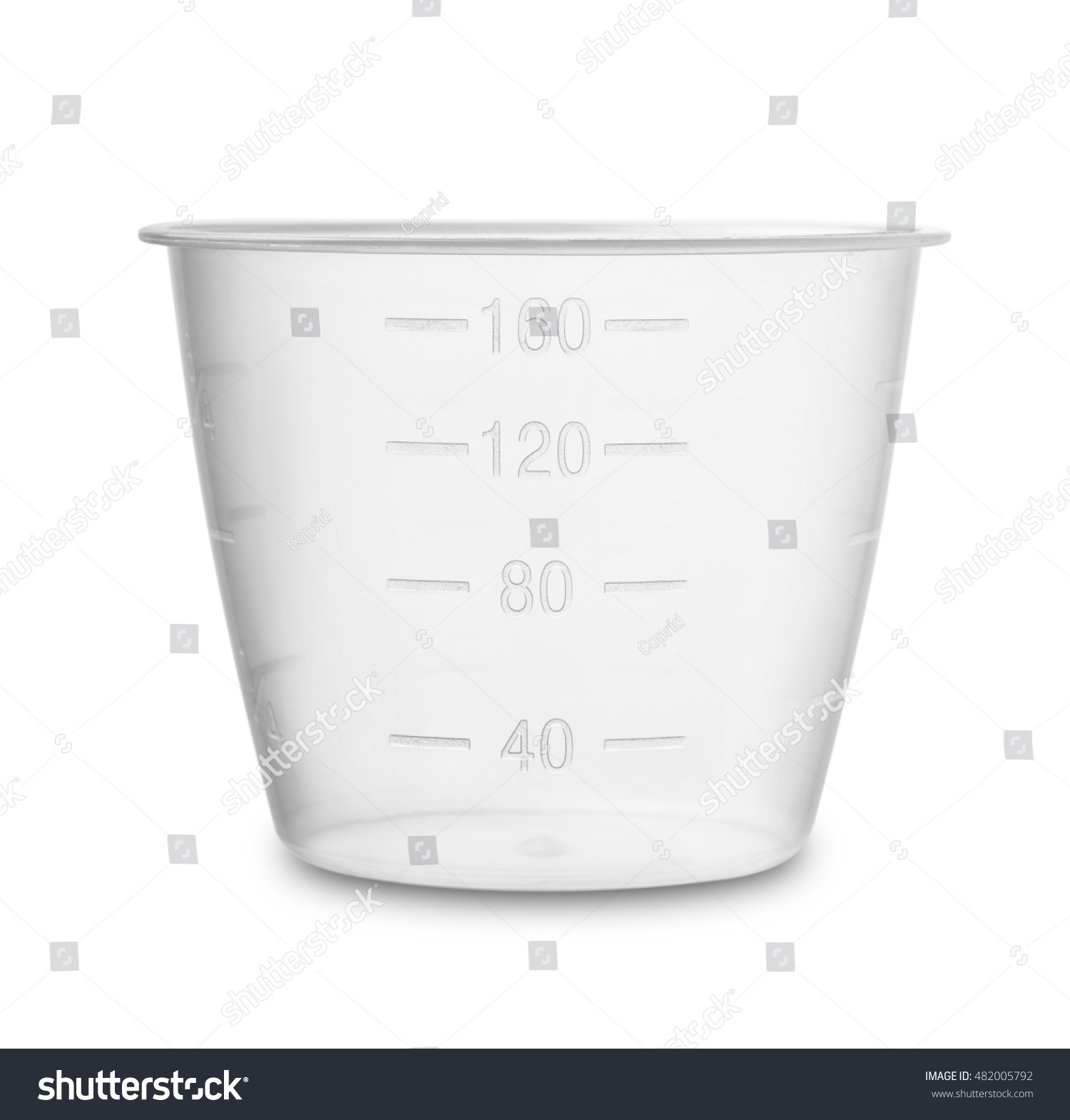 Plastic measuring cup isolated on white #482005792