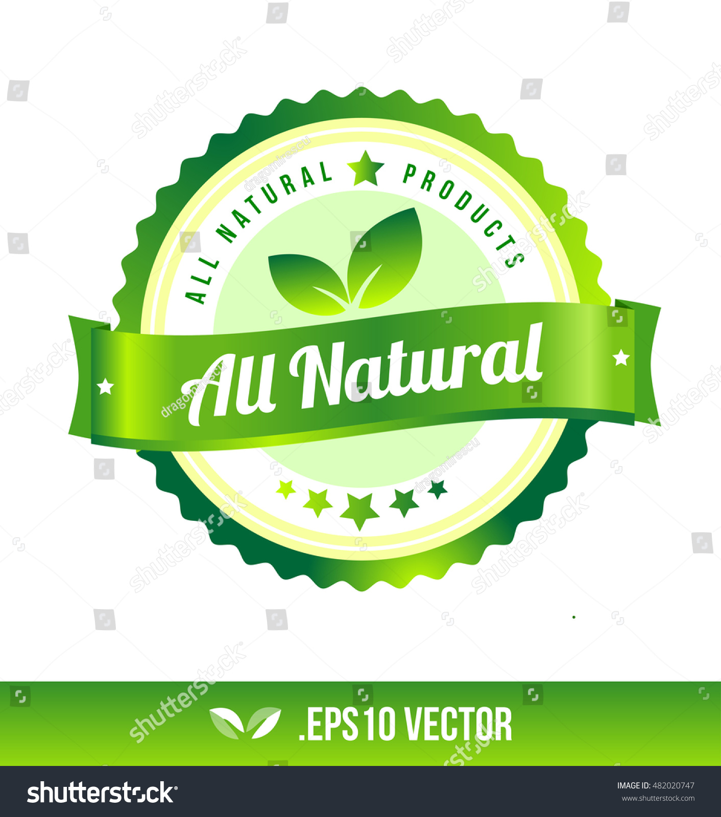 All natural badge label seal stamp logo text design green leaf template vector eps #482020747