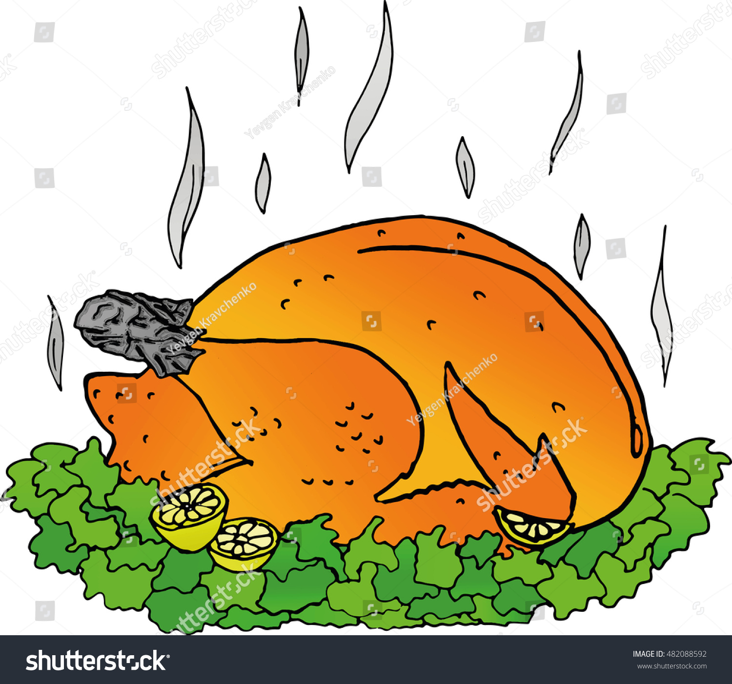 Fried Hot Chicken Baked Turkey For Thanksgiving Royalty Free Stock Vector 482088592 0335