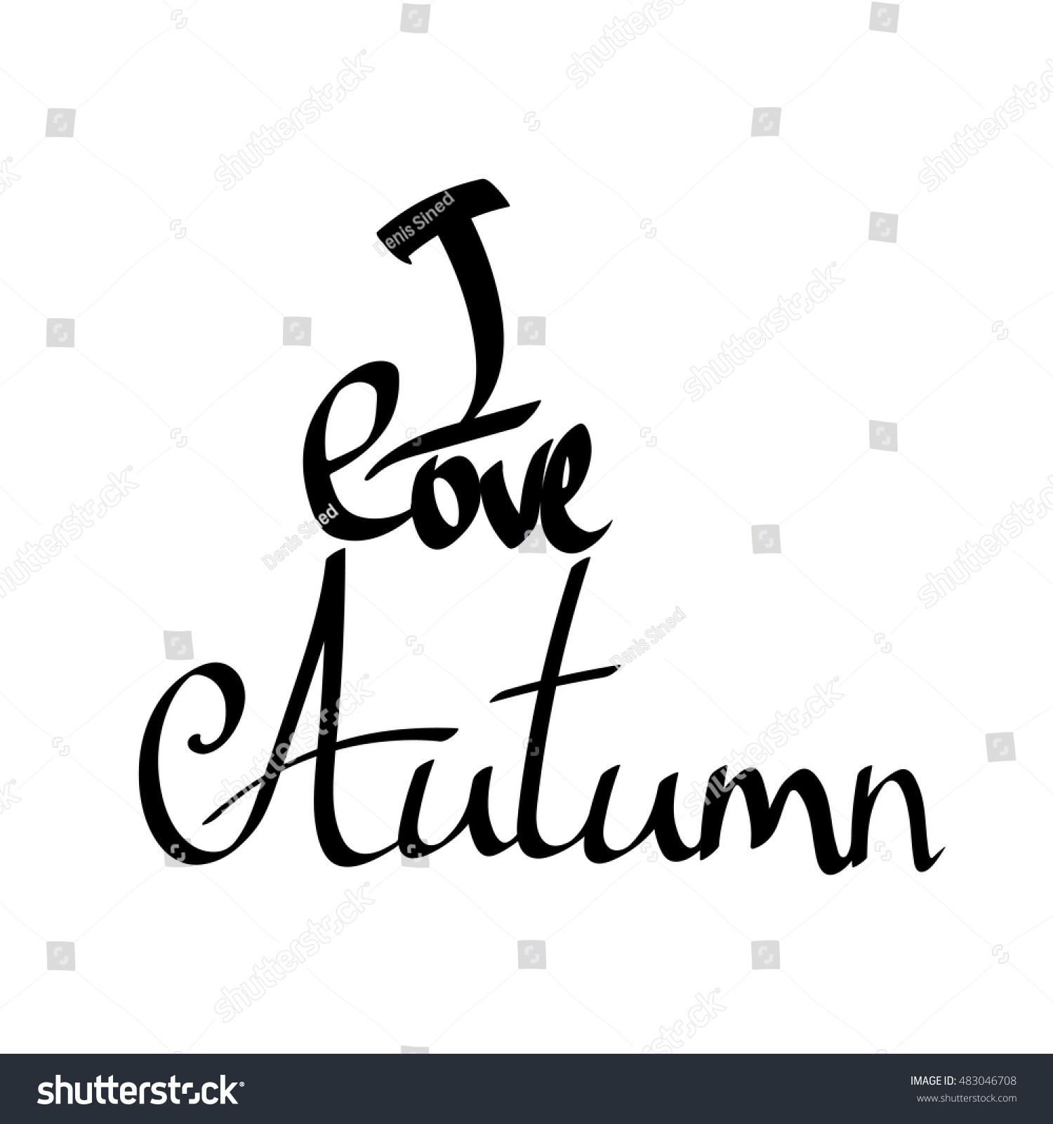 I love Autumn, isolated calligraphy phrase, lettering, words design template, vector illustration #483046708